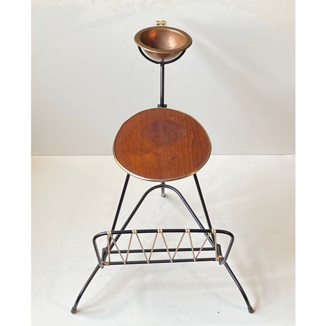 Danish Smokers Side Table and Magazine Rack in Teak and String Iron, 1950s For Sale - Image 10 of 10