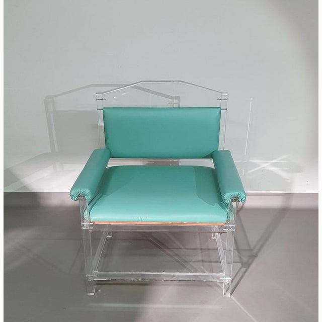 Turquoise Acrylic Glass Chair, 1980s For Sale - Image 8 of 18