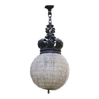 Addison Mizner Historic Crystal Ball and Iron Chandelier From 1930 Palm Beach Estate For Sale