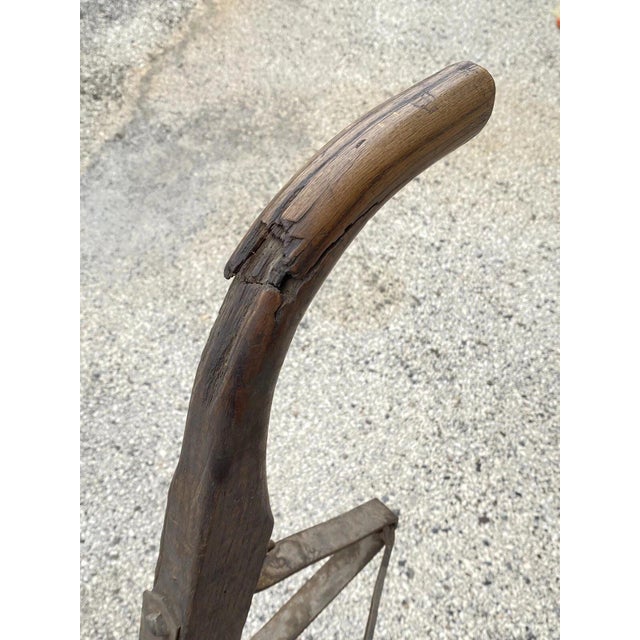 Wood Antique Industrial Vintage Oak Wood and Steel Metal Factory Hand Truck For Sale - Image 7 of 12