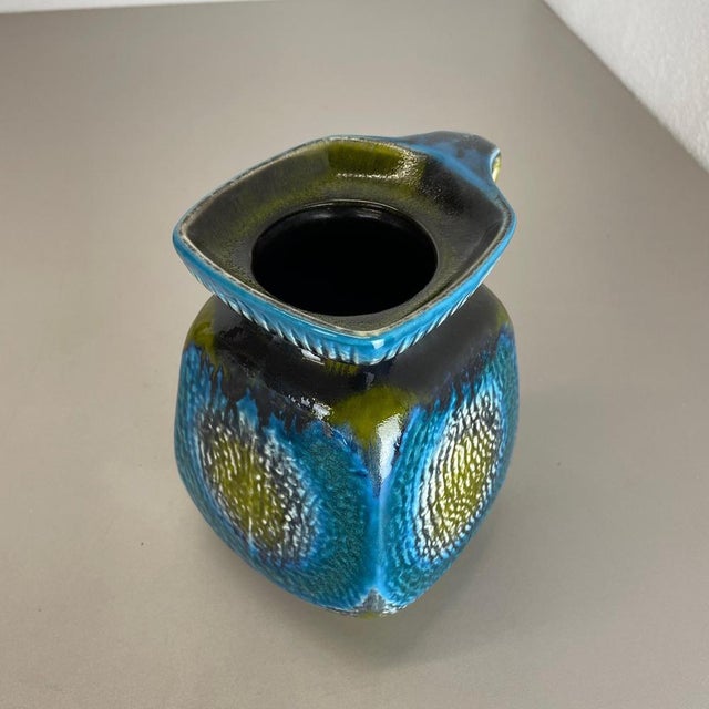 Blue Fat Lava Green & Blue Pottery Vase from Jasba Ceramics, Germany, 1970s For Sale - Image 8 of 15