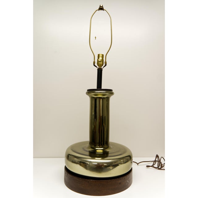 Mid-Century Modern Late 20th Century Mercury Glass Table Lamp Wooden Base For Sale - Image 3 of 9