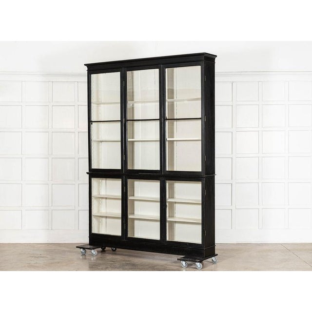 Late 19th Century Large 19th Century English Ebonised Pine Glazed Display Cabinet, 1890 For Sale - Image 5 of 18