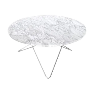 White Carrara Marble and Steel O Table by OxDenmarq