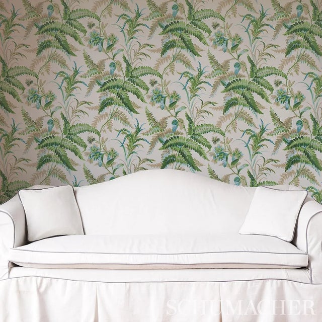 Schumacher Schumacher Myers Fern Wallpaper in Lagoon - 10 Yards For Sale - Image 4 of 5