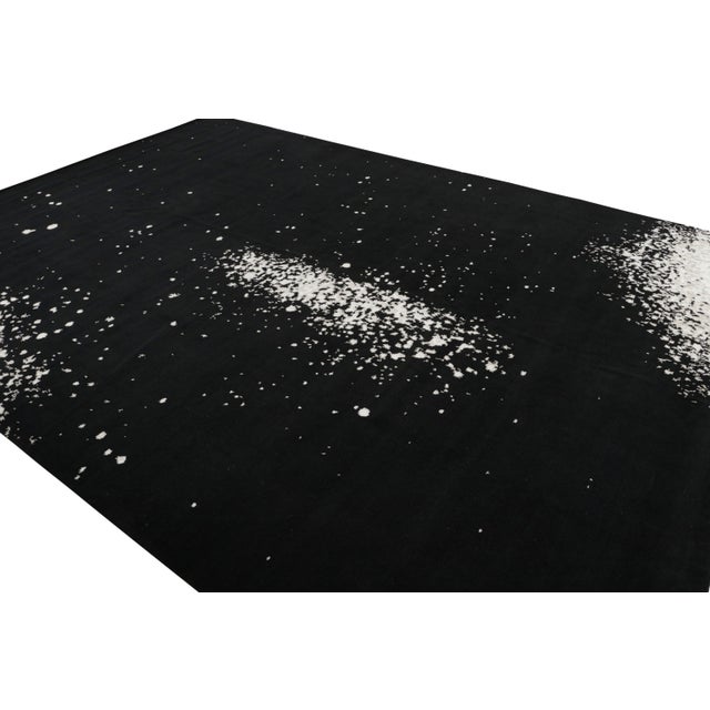 Rug & Kilim Rug & Kilim’s Abstract Rug in Black With White Painterly Patterns – “Milky Way” For Sale - Image 4 of 8