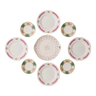 Curated English & European Vintage Plate Wall Collection – 9-Piece Eclectic Cottage & Grandmillennial Display For Sale