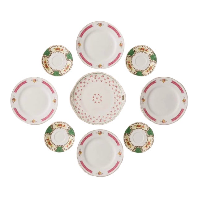 Curated English & European Vintage Plate Wall Collection – 9-Piece Eclectic Cottage & Grandmillennial Display For Sale