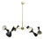 Mid-Century Inspired Six-Arm Brass Fixture With Articulated Black Shades For Sale