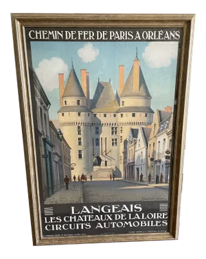 Early 20th Century French Travel Poster Chemin De Fer by Constant Duval, Framed