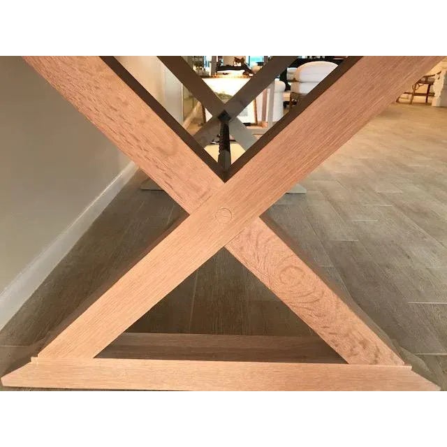 Jean Michel Frank Adolphe Chanaux Custom Oak and Steel Dining Table For Sale - Image 4 of 9