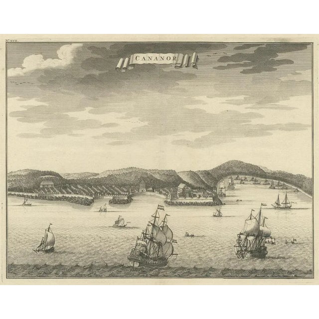 Antique print, titled: 'Cananor' - This is a print of a view of Kannur (or Cannanore), Kerala, India. from the monumental:...