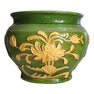 Art Nouveau Style Ceramic Plant Pot, 1970s For Sale