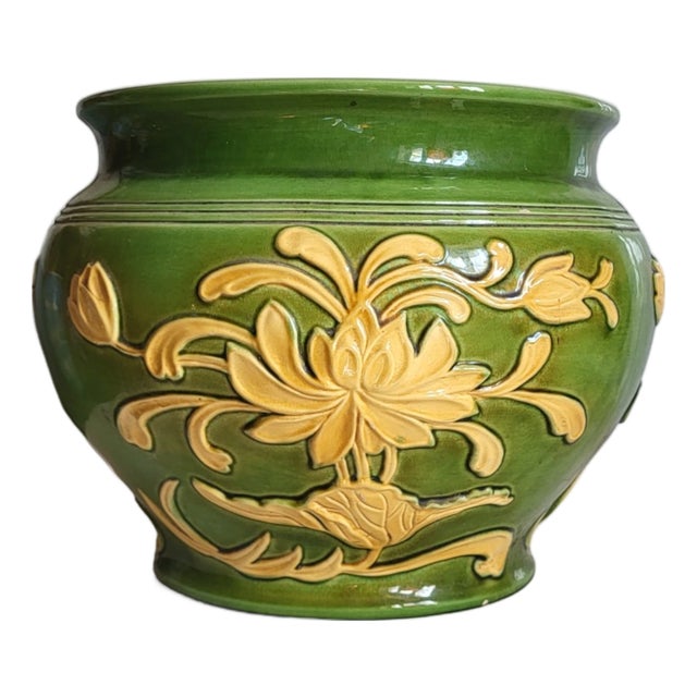 Art Nouveau Style Ceramic Plant Pot, 1970s For Sale
