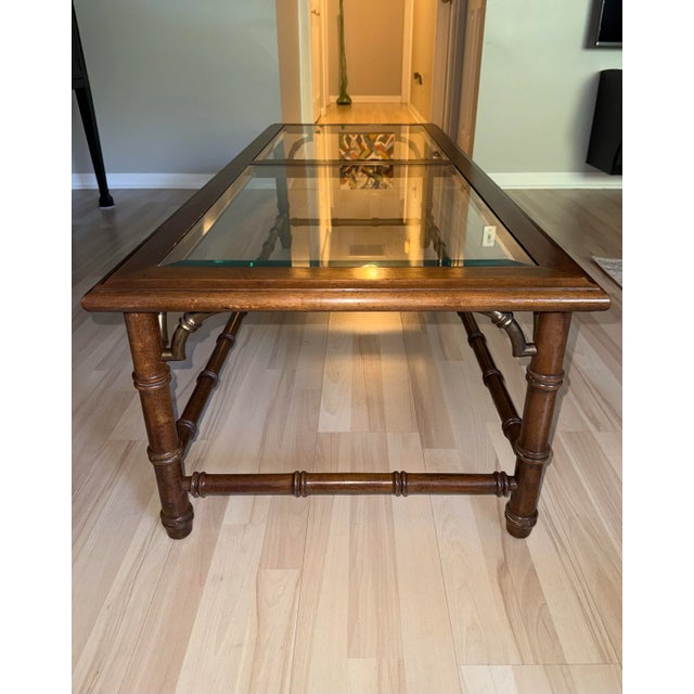 Lane Furniture Lane 1970 Vintage Walnut Chippendale Coffee and Side Table For Sale - Image 4 of 12