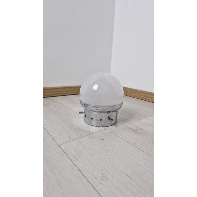 Vintage Ceiling Light in Chromed Brass and Frosted Glass, 1998 For Sale - Image 9 of 9