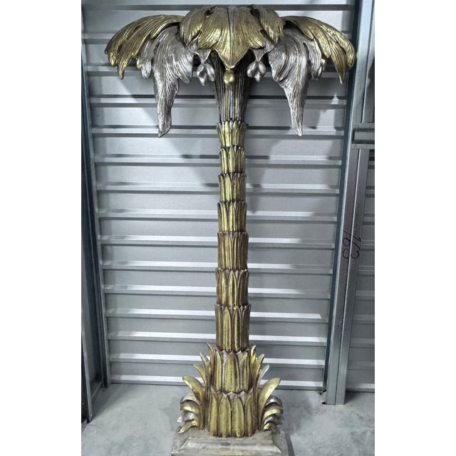 Mid 20th Century Maison Janseni Style French Palm Tree Gilt Floor Wall Sconces For Sale - Image 9 of 17