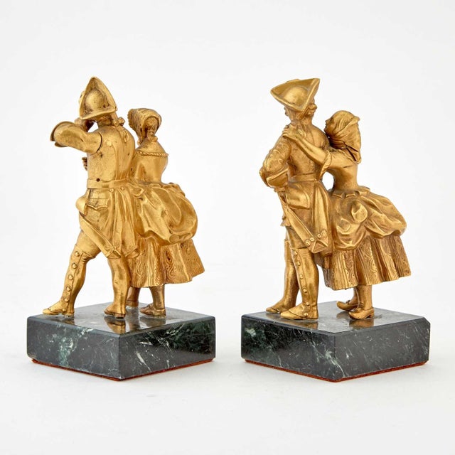 18th Century Pair of French Gilt-Bronze Figural Groups of Courting Couples For Sale - Image 4 of 13