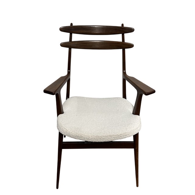 Giordano Forti attributed armchair Great for a desk or sitting area Wood and padded fabric Not marked