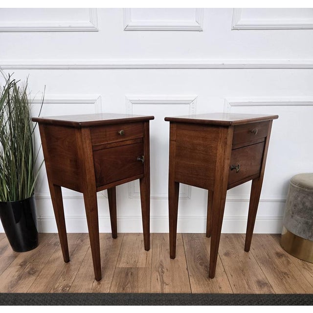 Wood Italian Rustic Wood Nightstands, Tuscany, 1950s, Set of 2 For Sale - Image 7 of 11