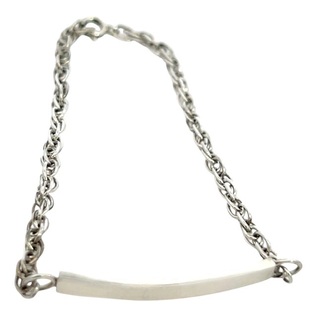 Late 20th Century Tiffany & Co Estate Rope Chain Bracelet 7.5" Sterling Silver 4.9 Grams For Sale