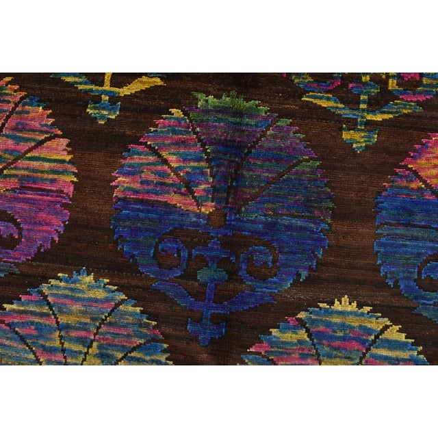 Textile Gabbeh Rug 4’10” X 7’5” Brown Wool Modern Hand-Knotted Oriental Carpet For Sale - Image 7 of 13