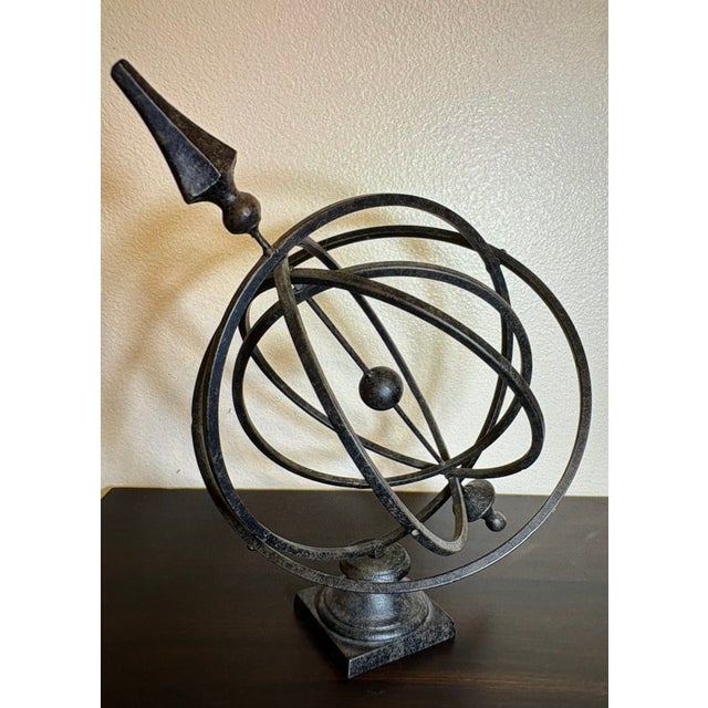 Mid-Century Modern Vintage Armillary Heavy Weight in Black Sculpture For Sale - Image 3 of 3