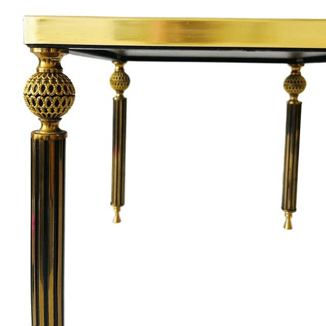Metal Vintage Brass Side Table in Black Smoked Glass, 1960s For Sale - Image 7 of 9