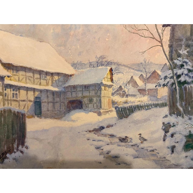 Modern Heinrich Pforr, Meißner Village with Ducks, Oil Painting on Canvas For Sale - Image 3 of 9