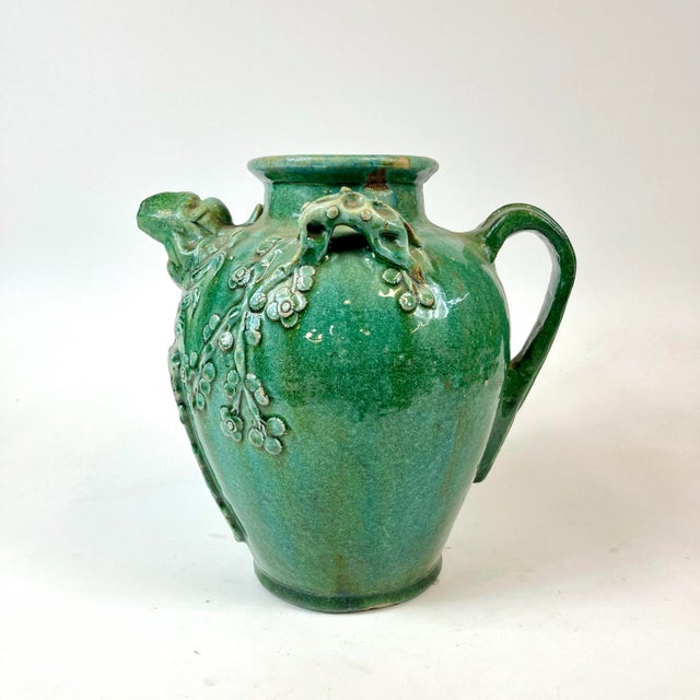 19th Century Green Ceramic Wine Jug With Handle For Sale - Image 10 of 10