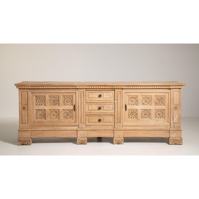 1970s Carved Brutalist Oak Buffet For Sale - Image 10 of 14