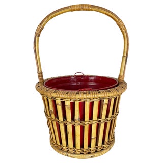 Minimalistic Bamboo Metal Planter in the style of Matégot, France, 1960s For Sale
