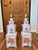 A pair of tiered lucite table lamps. These are original 1970s-1980s lucite lamps with the original finials. The body of...