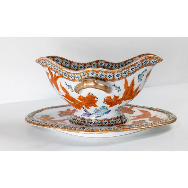 We are selling this unusual Chinese or Japanese export porcelain gravy boat. This gravy boat appears to be early to mid...