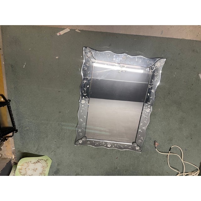 Venetian Etched Wall Mirror, Italy, 1960s For Sale - Image 8 of 12