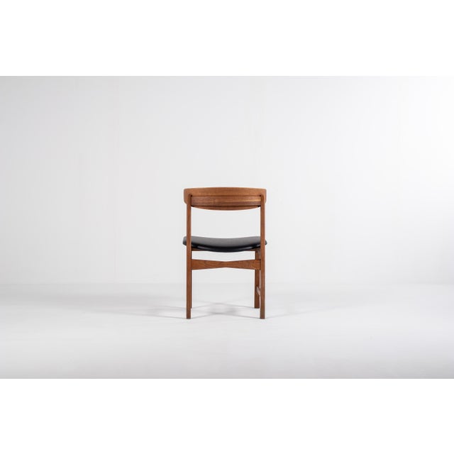 Danish Oak and Black Skai Dining Chairs, 1960s, Set of 4 For Sale - Image 10 of 18