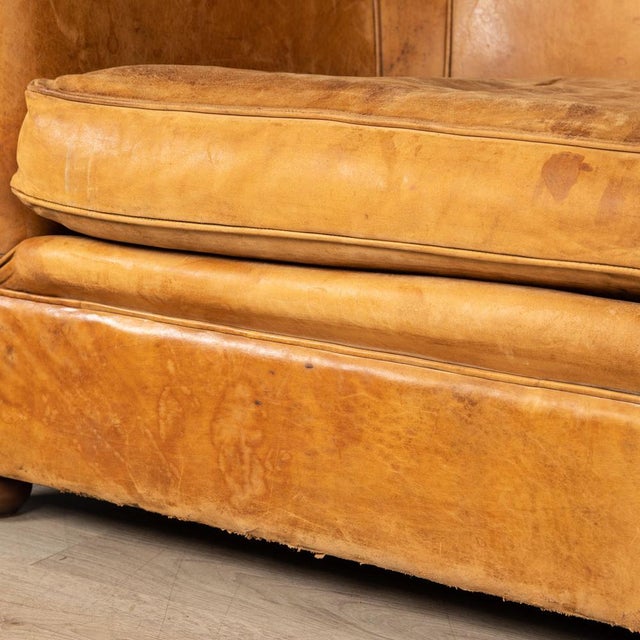 20th Century Dutch Two Seater Sheepskin Leather Sofa For Sale - Image 9 of 18