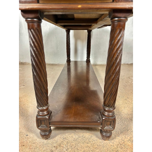 Large Spanish Walnut Rustic Console With Three Drawers and Lower Shelf, 1930s For Sale - Image 13 of 15