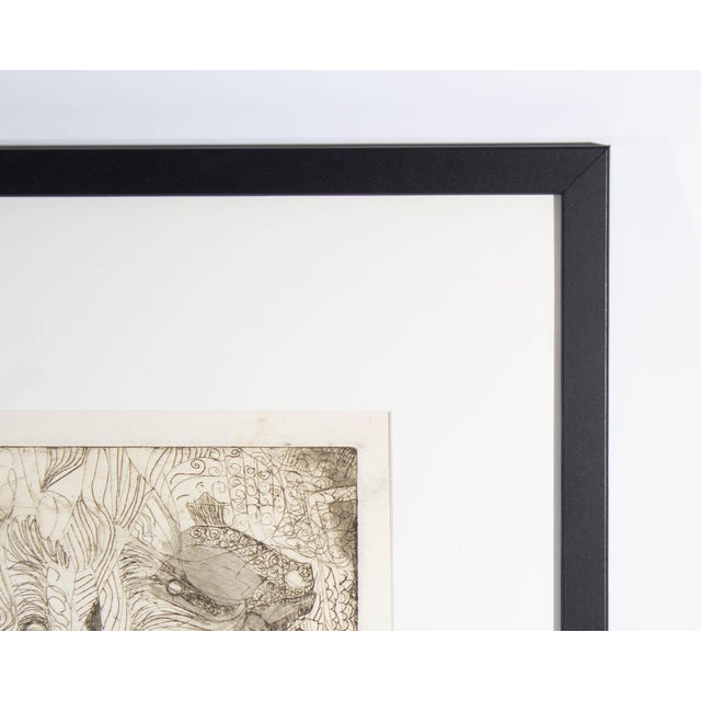 Abstract Etching With Heart Designs by Mae Alice Engron For Sale - Image 4 of 7