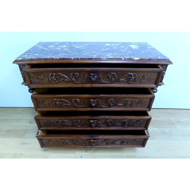 Rennaissance Walnut Chest of Drawers by P. Guinand-Leglas, 1920s For Sale - Image 4 of 18