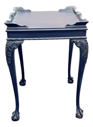 Early 20th Century Chippendale Style Dark Green Painted Mahogany Side Table