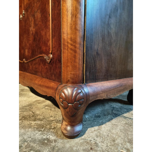 Brown Art Deco French Walnut and Mahogany Sideboard with Marble Top, 1920s For Sale - Image 8 of 18