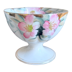 Antique, Early 20th Century Noritake Japan Azalea Porcelain Scalloped Grapefruit Bowl on Pedestal