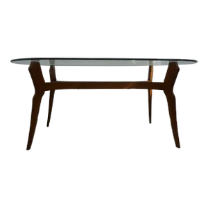 1950s Italian Modern Sculptural Dining Table With Glass Top