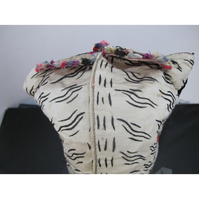 Textile Antique Chinese Elaborate Embroidered Dragon Tiger Foo Dog Festival Child Hat For Sale - Image 7 of 10