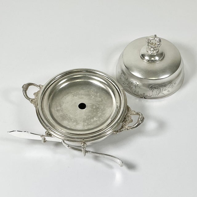 Early 20th C. Antique Hollywood Regency English Style Silverplate Butter Dish & Knife - 4 Piece Set For Sale - Image 12 of 16