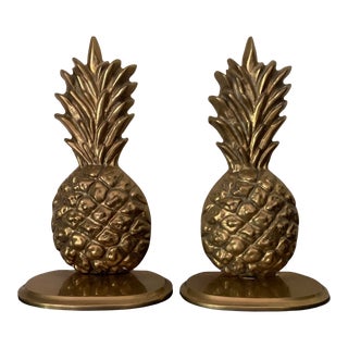 Vintage Brass Pineapple Bookends - a Pair For Sale