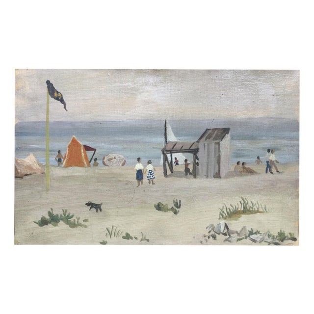 François Baboulet, The Beach, Oil on Paper mounted on Canvas For Sale