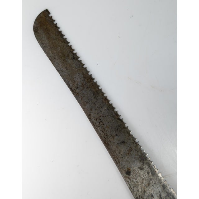 19th Century English Victorian Steel Bread Knife With Mother of Pearl Handle For Sale - Image 11 of 12