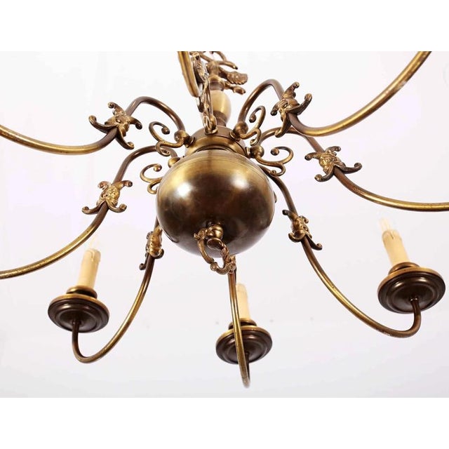 2000 - 2009 Flemish Brass 8-Armed Chandelier For Sale - Image 5 of 5